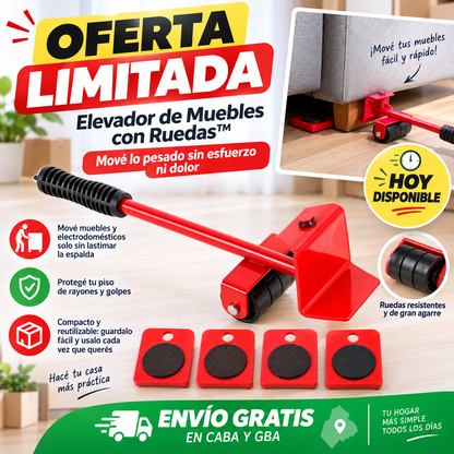 Elevador de Muebles con Ruedas™ – Mové lo pesado sin esfuerzo ni dolor